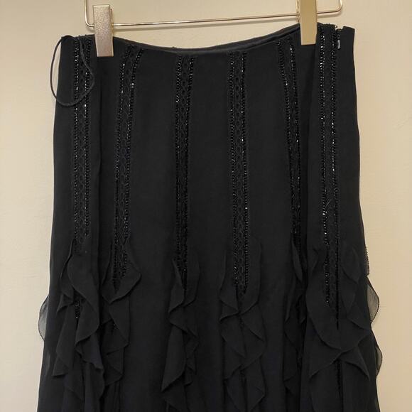 Carmen Marc Valvo 6 black skirt midi dark fairycore sequin cocktail party boho - Picture 6 of 7